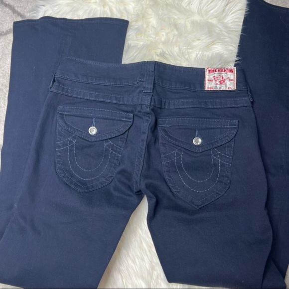 True Religion Dark Denim Disco Joey Flared Jeans Size 30 - Picture 3 of 16